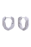 14K Heptagon Pave CZ Huggie Earrings