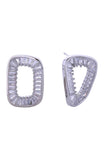 14K Hollow Oval Pave CZ Post Earring