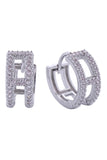 14K Initial H Pave CZ Huggie Earrings