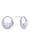 14K Inner Circle Pearl Post Earrings
