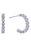 14K Link Round CZ Hoop Post Earring
