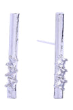 14K Long Bar Pave CZ Post Earring