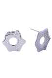 14K Octagon Pave CZ Post Earring