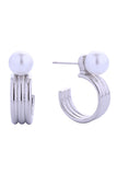 14K Pearl On Hoop Post Earrings