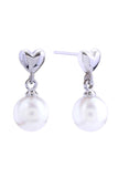 14K Pearly Heart Post Earring