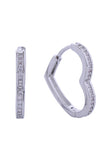 14K Sleek Heart Pave CZ Huggie Earrings