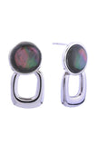 14K Square Drop Button Post Earrings