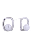 14K Square Pearl Post Earrings