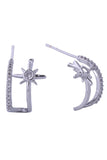 14K Starburst Pave CZ Post Earrings