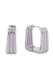 14K Striped Square Huggie Earrings