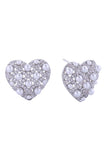 14K Woven CZ Pearl Heart Post Earrings