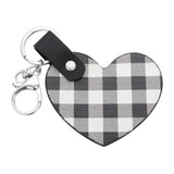 Buffalo Check Patterned Faux Leather Heart Bag Charm