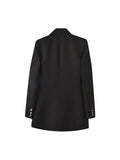 Women's Double Breasted Blazer - Vintage Long Sleeve Outerwear with Pockets