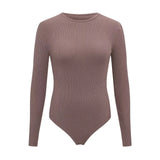 Women Long Sleeve O neck Tight Skinny Skims Style replacement Ribbed Bodysuit