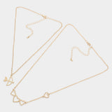 2PCS - Cupid's Arrow Heart Pendant Necklaces Jewelry Set