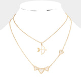 2PCS - Cupid's Arrow Heart Pendant Necklaces Jewelry Set