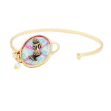 Patterned Mermaid Accented Pearl Charm Hook Bracelet