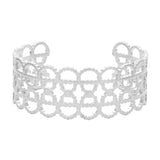 Textured Metal Open Oval Cuff Bracelet