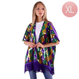 Mardi Gras Sequin Tassel Kimono Poncho