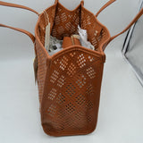Midnight Perforated Lattice Tote – Elegant Laser-Cut Shoulder Bag