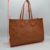 Midnight Perforated Lattice Tote – Elegant Laser-Cut Shoulder Bag