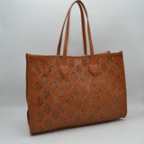 Midnight Perforated Lattice Tote – Elegant Laser-Cut Shoulder Bag