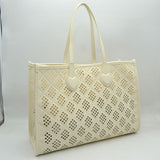 Midnight Perforated Lattice Tote – Elegant Laser-Cut Shoulder Bag