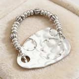 Vintage Bold Engraved Flower & Bead Bracelet