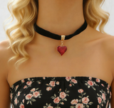 Short Choker with Leopard & Heart Pendant