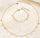 Minimalist Geometric Disc Tassel Necklace & Bracelet Set
