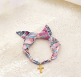 Hand-Tied Silk Scarf Cross Necklace