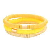 3PCS Metal Cylinder Heishi Beaded Stretch Bracelets
