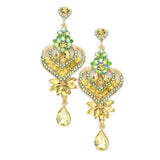Glass Crystal Heart Teardrop Evening Earrings
