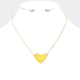 Gold Foil Detailed Heart Pendant Necklace