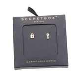 Secret Box 14K Gold Dipped Key & Lock Stud Earrings