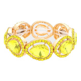 Pave Teardrop Trim Glass Crystal Stretch Evening Bracelet