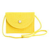 Solid Color With Pearl Button Straw Micro Crossbody Bag