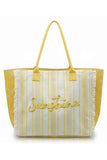 Vintage SUNSHINE Stripe with Fringe Tote Bag