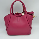 Pebbled Handbag with Scarfed Top Handles and Crossbody Strap