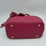 Pebbled Handbag with Scarfed Top Handles and Crossbody Strap
