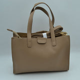 Pebbled Tote Bag with Dual Top Handles and Scarf Accent
