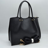 Premium Structured Satchel Bag with Detachable Shoulder Strap and Gold-Tone Hardware
