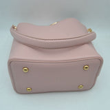 Pebbled Bucket Bag and Crossbody Pouch Set with Circular Lock Accent