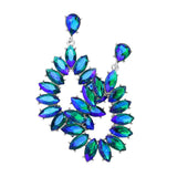 Marquise Stone Cluster Open Teardrop Dangle Evening Earring