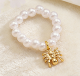 Light Luxury Baroque Pearl Ring with Charms