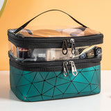 Multifunctional double-layer cosmetic bag, transparent storage bag, travel portable tote bag, large-capacity waterproof toilet bag