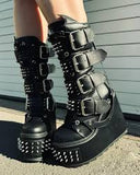 Knee High Platform Rivet Boots
