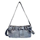 Small shoulder purse denim women's retro summer shoulder bag blue patchwork shoulder hobo handbag
