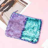 Mermaid sequined pencil case, two-color stationery storage bag, portable cosmetics change purse, small purse