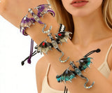 Vintage Enamel Dragon Handmade Woven Bracelet Zircon Dragon Rope Bracelet for Men